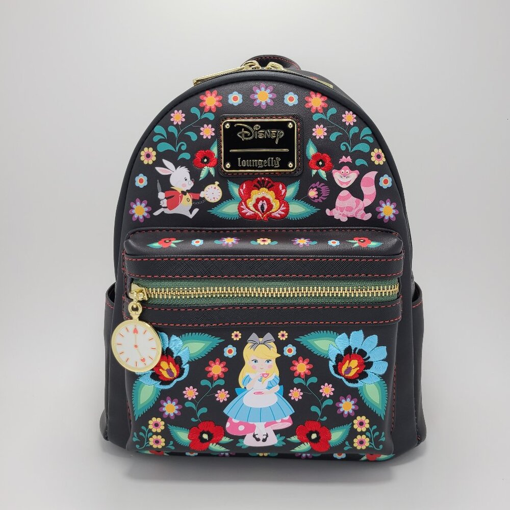 NWT Loungefly Disney Alice in Wonderland Characters Floral Mini Backpack
